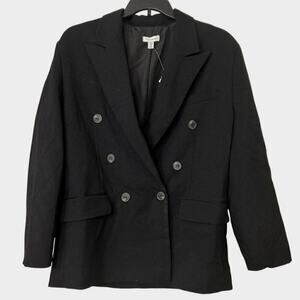 TOPSHOP NWT Black Double Breasted Relaxed Fit Blazer Size 8